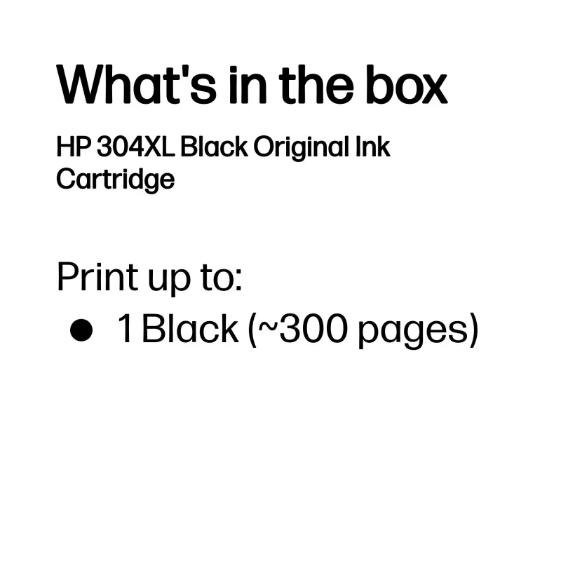 HP 304XL Juoda originali rašalo kasetė, Juoda, 1 vnt., 300 puslapių