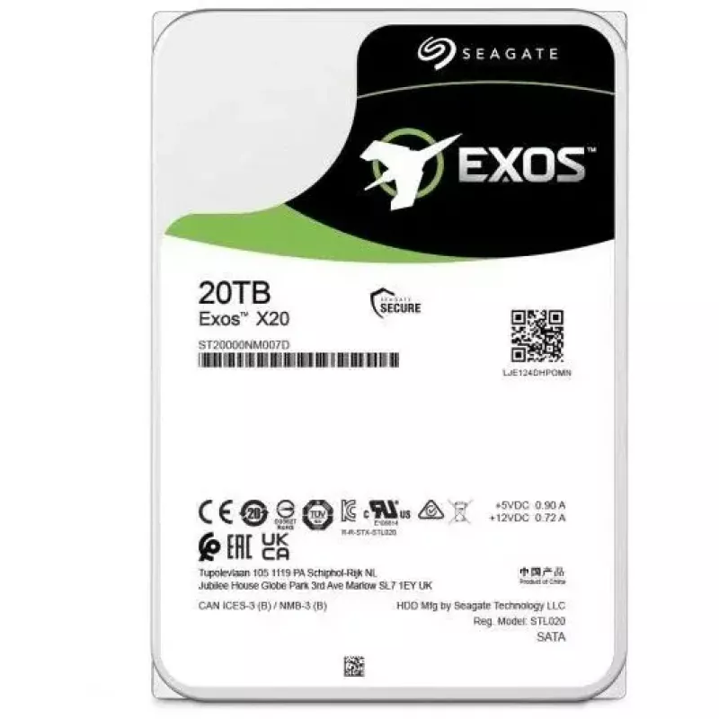 “Seagate Enterprise Exos X20” vidinis kietasis diskas 20 TB 7200 RPM 3,5 col. Serial ATA III