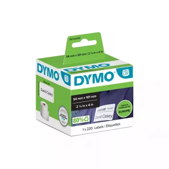 DYMO Authentic LabelWriter Didelės siuntų etiketės / vardinės kortelės | 54 mm x 101 mm | Lipnios | 220 lengvai atskiriamų etikečių ritinėlis | skirtos LabelWriter etikečių spausdintuvams | Pagaminta Europoje