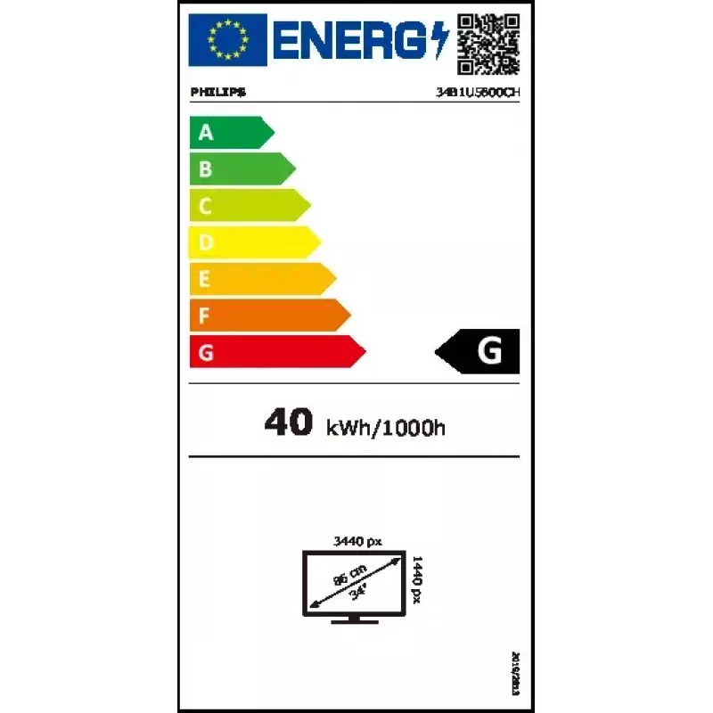 Philips 5000 serijos 34B1U5600CH/00 kompiuterio monitorius 86,4 cm (34 colių) 3440 x 1440 pikselių „Wide Quad HD“ LCD juodas