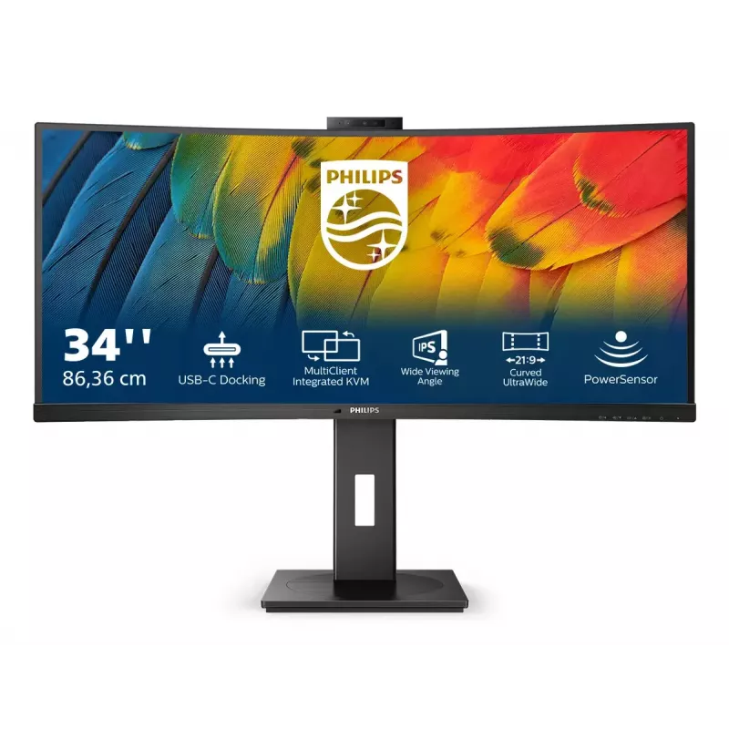 Philips 5000 serijos 34B1U5600CH/00 kompiuterio monitorius 86,4 cm (34 colių) 3440 x 1440 pikselių „Wide Quad HD“ LCD juodas