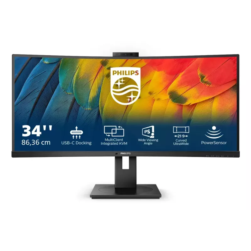 Philips 5000 serijos 34B1U5600CH/00 kompiuterio monitorius 86,4 cm (34 colių) 3440 x 1440 pikselių „Wide Quad HD“ LCD juodas