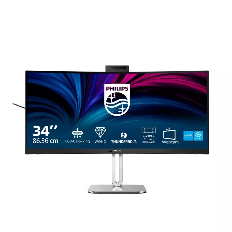 Philips 6000 serijos 34B2U6603CH/00 kompiuterio monitorius 86,4 cm (34 colių) 3440 x 1440 pikselių „Wide Quad HD“ LCD pilkas
