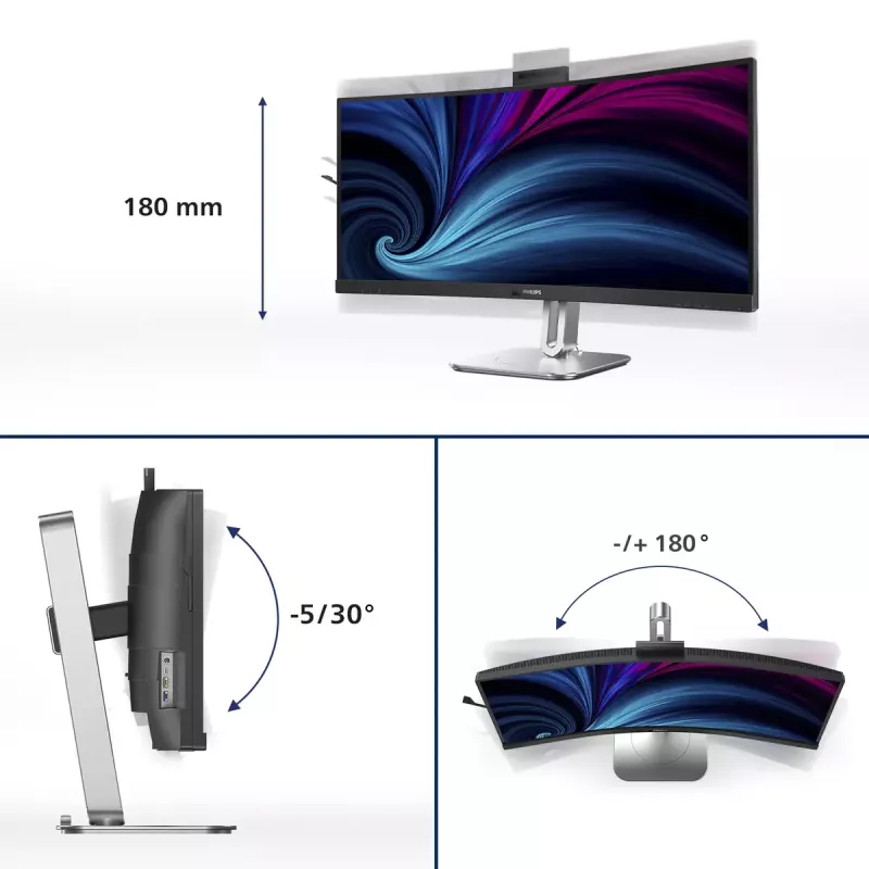 Philips 6000 serijos 34B2U6603CH/00 kompiuterio monitorius 86,4 cm (34 colių) 3440 x 1440 pikselių „Wide Quad HD“ LCD pilkas
