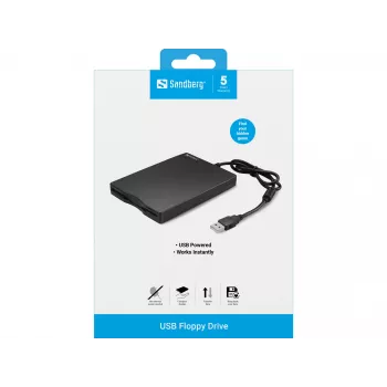 Sandberg USB diskelių įrenginys, išorinis diskelių įrenginys, USB 2.0, 360 aps./min, 102 mm, 140 mm, 17 mm