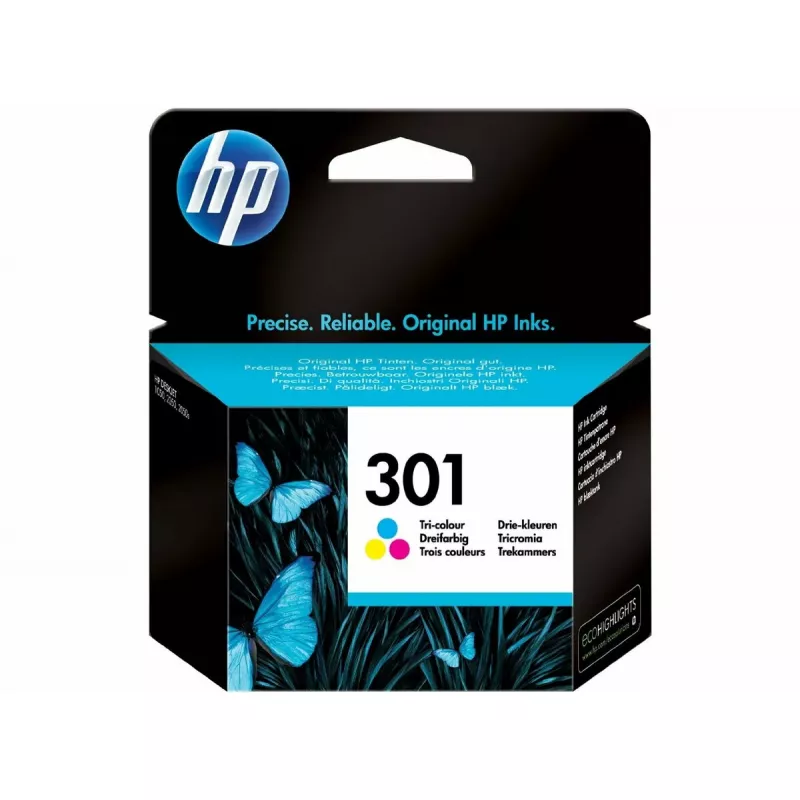 HP 301 Original rašalo kasetė, trispalvė. Spalvoto rašalo puslapių išeiga: 150 psl., spausdinimo spalvos: žydra, purpurinė, geltona, kiekis pakuotėje: 1 vnt.