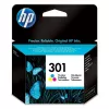 HP 301 Original rašalo kasetė, trispalvė. Spalvoto rašalo puslapių išeiga: 150 psl., spausdinimo spalvos: žydra, purpurinė, geltona, kiekis pakuotėje: 1 vnt.