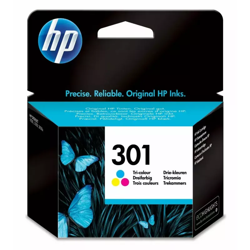 HP 301 Original rašalo kasetė, trispalvė. Spalvoto rašalo puslapių išeiga: 150 psl., spausdinimo spalvos: žydra, purpurinė, geltona, kiekis pakuotėje: 1 vnt.