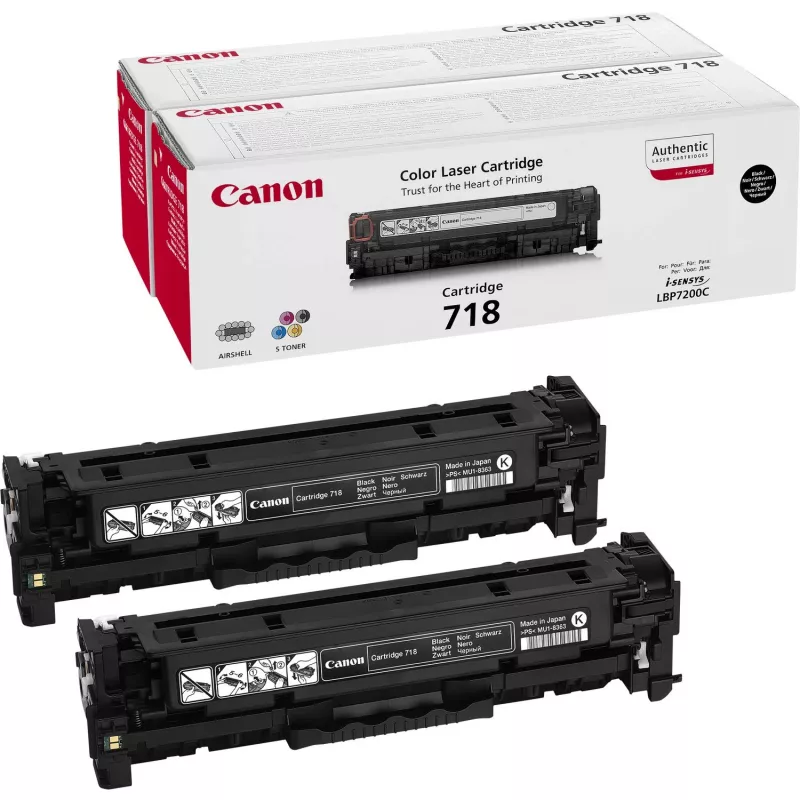 Canon CRG-718 Bk VP juodas dažiklio kasetė 2 vnt. Originali juoda