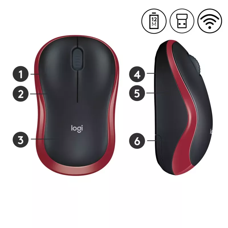 Pele Logitech M185 belaidė raudona