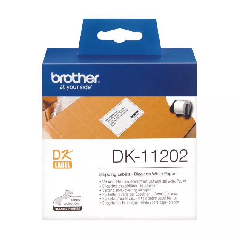 Siuntimo etiketės Brother DK11202 juoda ant balto 62 mm