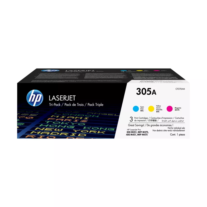 HP 305A 3 vnt. rinkinys Cyan/Magenta/Yellow Original LaserJet tonerio kasetės