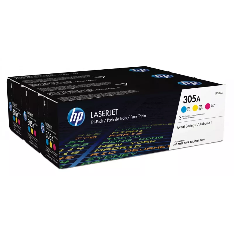 HP 305A 3 vnt. rinkinys Cyan/Magenta/Yellow Original LaserJet tonerio kasetės