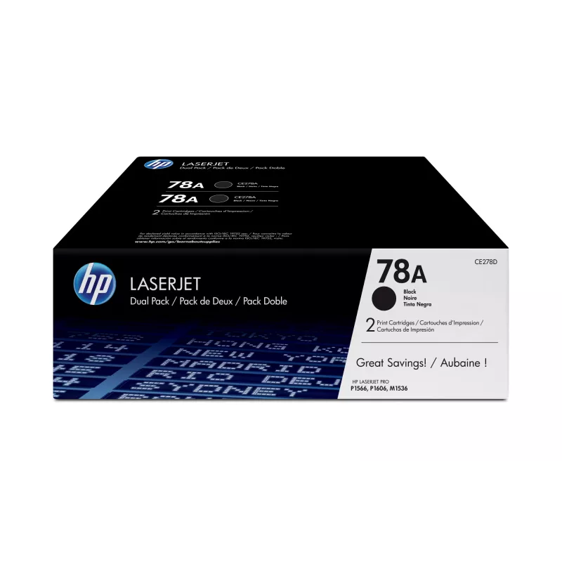 HP 78A 2 pakuočių juodos originalios LaserJet tonerio kasetės, 4200 puslapių, juoda, 2 vnt.