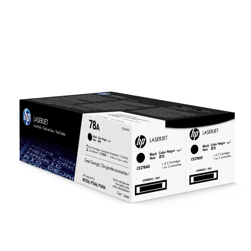 HP 78A 2 pakuočių juodos originalios LaserJet tonerio kasetės, 4200 puslapių, juoda, 2 vnt.