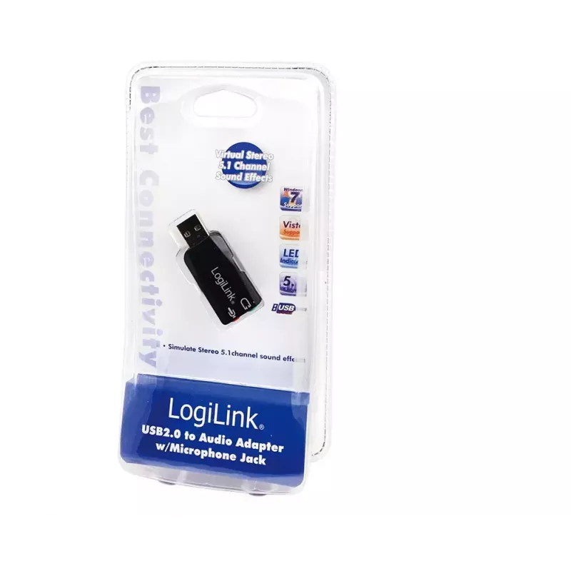 USB garso plokštė LOGILINK UA0053 — USB sąsaja, 5.1 kanalo garso išvestis