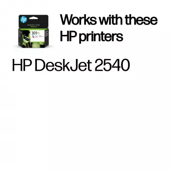 HP 301XL didelės išeigos trijų spalvų originali rašalo kasetė, žydra, rausvai raudona, geltona, 1 vnt., 300 puslapių