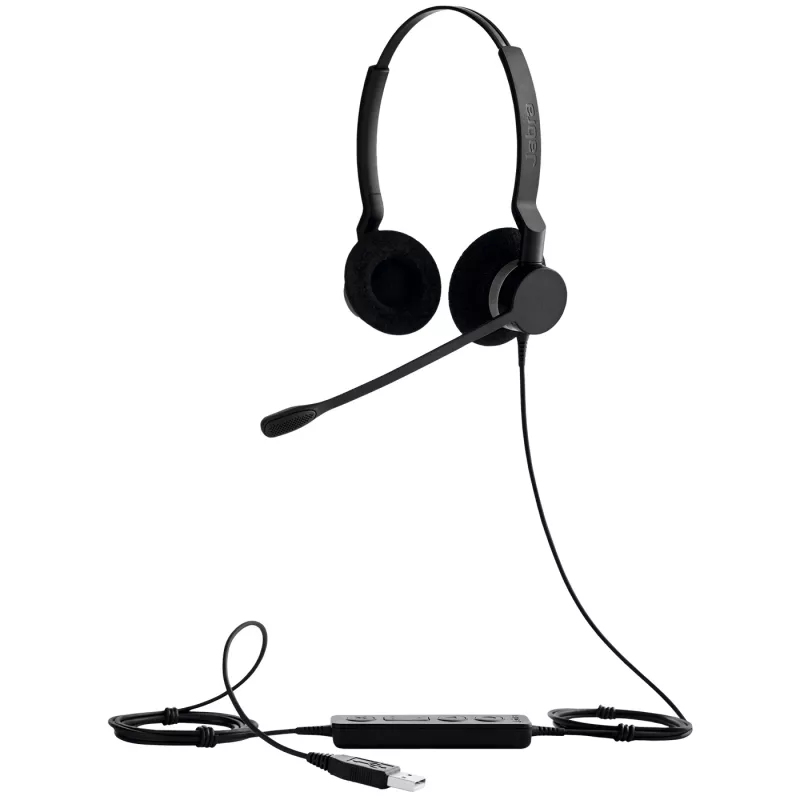 Jabra BIZ 2300 Duo, USB, MS, laidinis, biurui/skambučių centrui, 150–4500 Hz, 68 g, ausinės, juodos