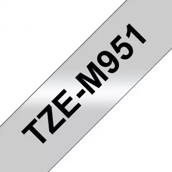 „Brother TZE-M951“ ženklinimo juosta, juoda ant sidabro