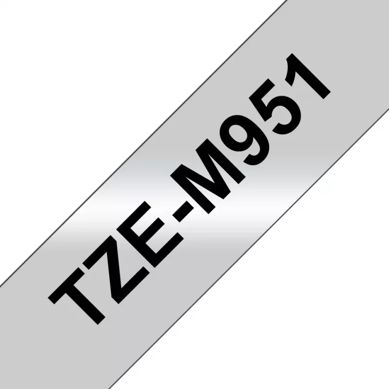„Brother TZE-M951“ ženklinimo juosta, juoda ant sidabro