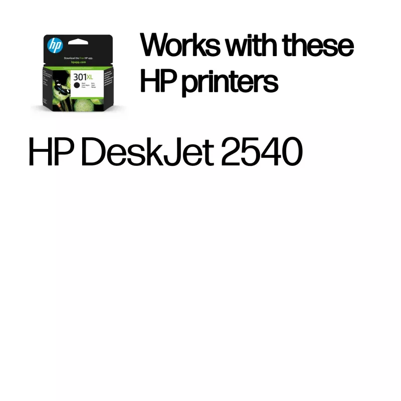 HP 301XL didelės išeigos juodas originalus kasečių rašalas, juoda, 1 vnt., 360 puslapių
