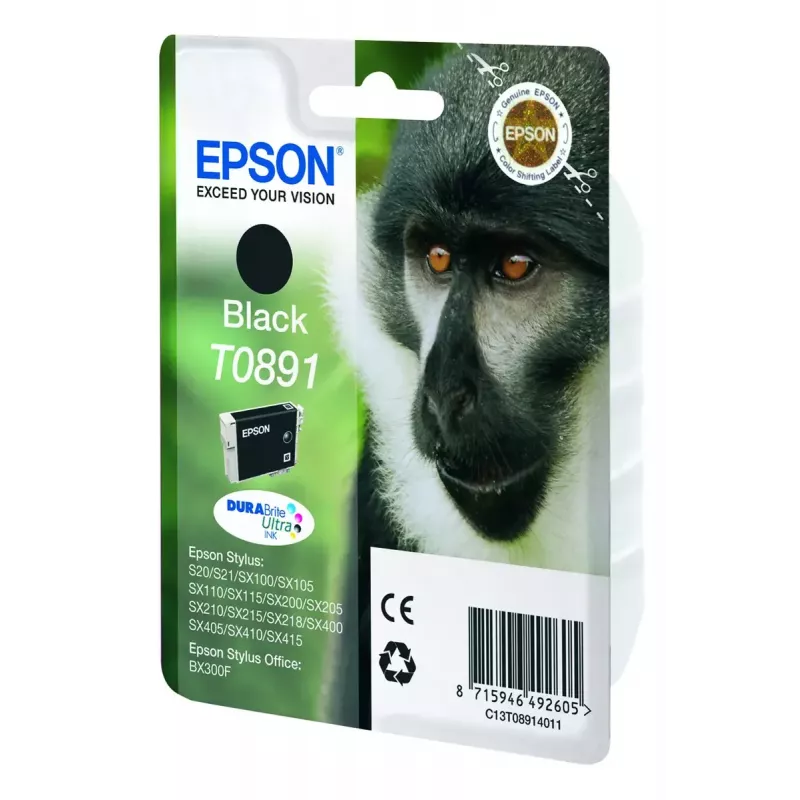 Epson Monkey Singlepack Juoda T0891 DURABrite Ultra rašalas
