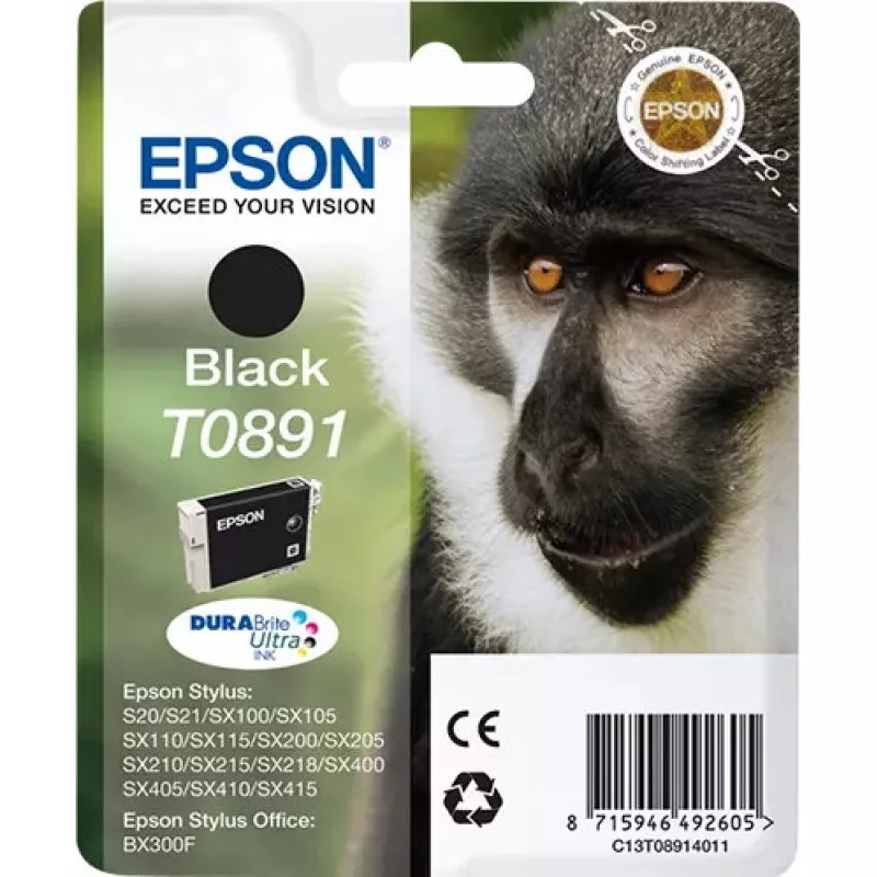 Epson Monkey Singlepack Juoda T0891 DURABrite Ultra rašalas