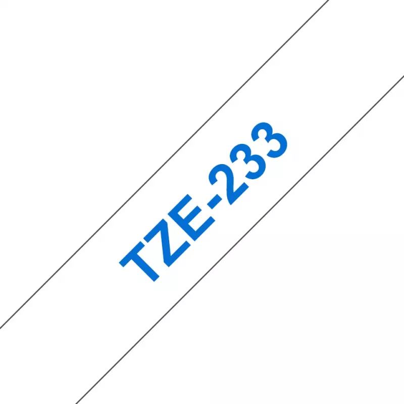Brother TZE-233 juostelė etiketėms mėlyna ant baltos