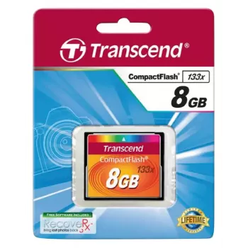 CompactFlash kortelė Transcend TS8GCF133, 8 GB, skaitymo greitis 50 MB/s, rašymo greitis 20 MB/s