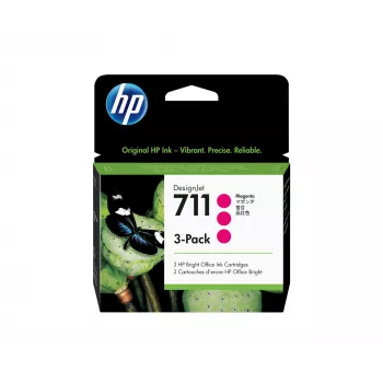 HP 711 3 vnt. pakuotė 29 ml purpurinės spalvos DesignJet rašalo kasetės