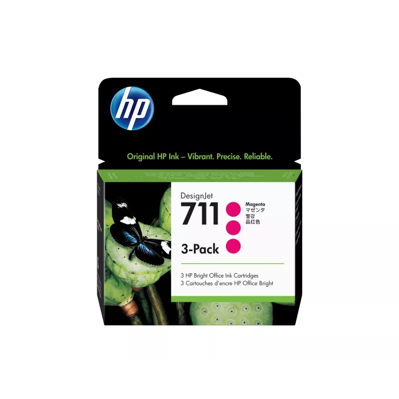 HP 711 3 vnt. pakuotė 29 ml purpurinės spalvos DesignJet rašalo kasetės