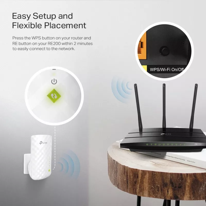TP-Link RE200 tinklo stiprintuvas Tinklo kartotuvas Baltas 10, 100 Mbit/s