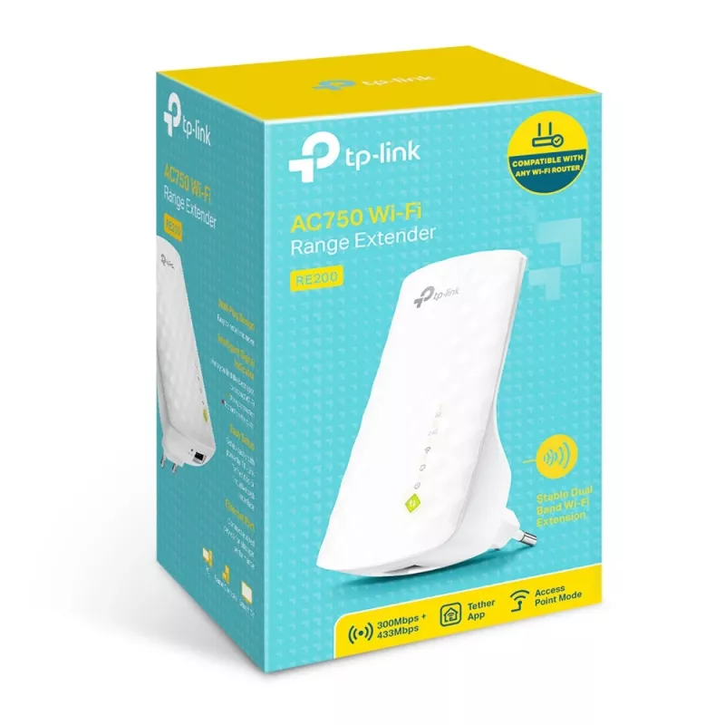 TP-Link RE200 tinklo stiprintuvas Tinklo kartotuvas Baltas 10, 100 Mbit/s