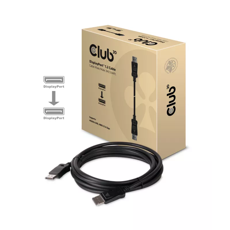 CLUB3D Displayport 1.2 kabelis M/M 3 metrai 4K60Hz 21.6Gbps
