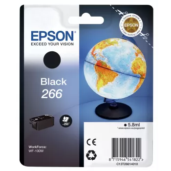 Epson Globe Singlepack Juoda 266 rašalo kasetė, juoda, pigmentinis rašalas, 5,8 ml, 1 vnt., 250 puslapių
