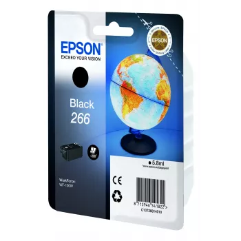 Epson Globe Singlepack Juoda 266 rašalo kasetė, juoda, pigmentinis rašalas, 5,8 ml, 1 vnt., 250 puslapių