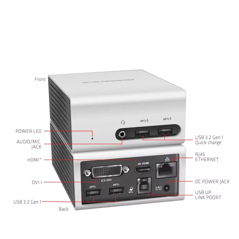 CLUB3D USB 3.2 Gen 1 4K UHD 30Hz Mini Dock stotelė itin plono dizaino