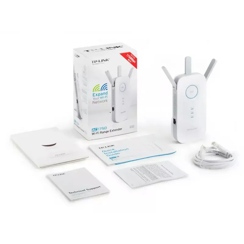 TP-LINK Extender RE450 802.11ac, 2,4 GHz / 5 GHz, 450+1300 Mbit/s, 10/100/1000 Mbit/s, Ethernet LAN (RJ-45) 1 prievadas, antenos tipas: 3 išorinės