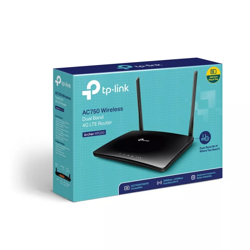 TP-Link Archer MR200 belaidis maršrutizatorius Fast Ethernet Dviejų juostų (2,4 GHz / 5 GHz) 4G Juodas