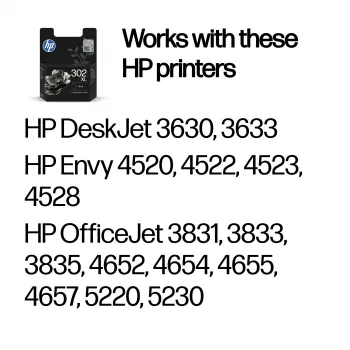 HP 302XL didelės išeigos juoda originali rašalo kasetė, juoda, 1 vnt., 430 puslapių