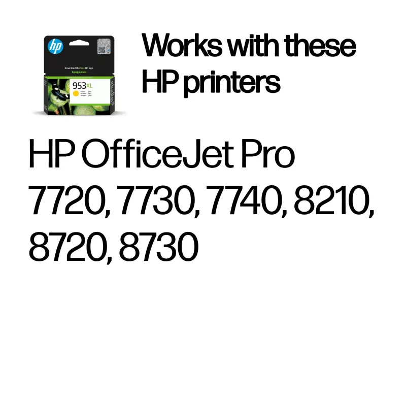 HP 953XL didelės talpos geltona originali rašalo kasetė, geltona, 1 vnt., 1450 puslapių