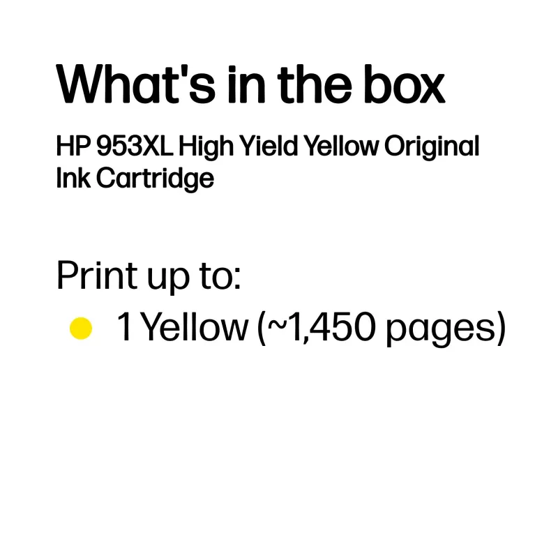 HP 953XL didelės talpos geltona originali rašalo kasetė, geltona, 1 vnt., 1450 puslapių