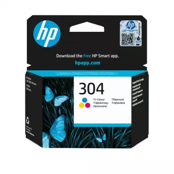 HP 304 trijų spalvų originali rašalo kasetė, Žydra, Purpurinė, Geltona, 1 vnt., 100 puslapių