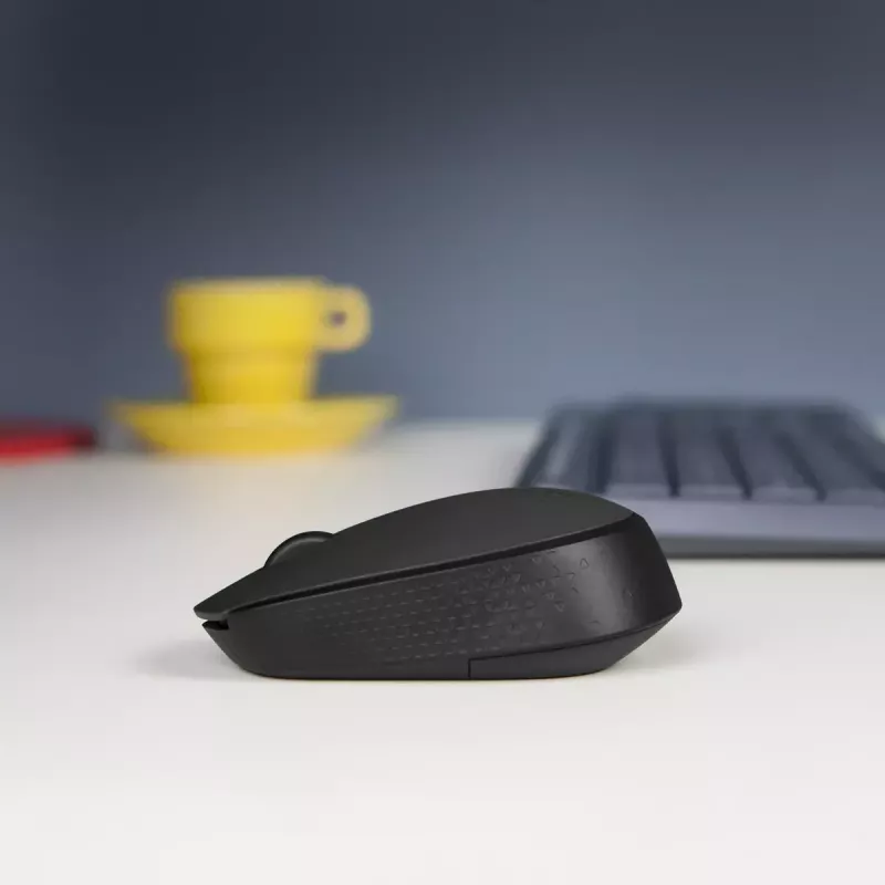 Belaidė optinė pelė Logitech B170 RF, tinkanti abiem rankoms, 3 mygtukai, juoda, 10 m atstumas, iki 12 mėnesių baterijos veikimo laikas