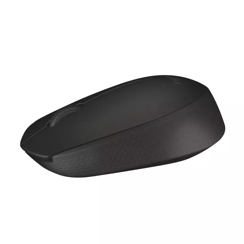 Belaidė optinė pelė Logitech B170 RF, tinkanti abiem rankoms, 3 mygtukai, juoda, 10 m atstumas, iki 12 mėnesių baterijos veikimo laikas