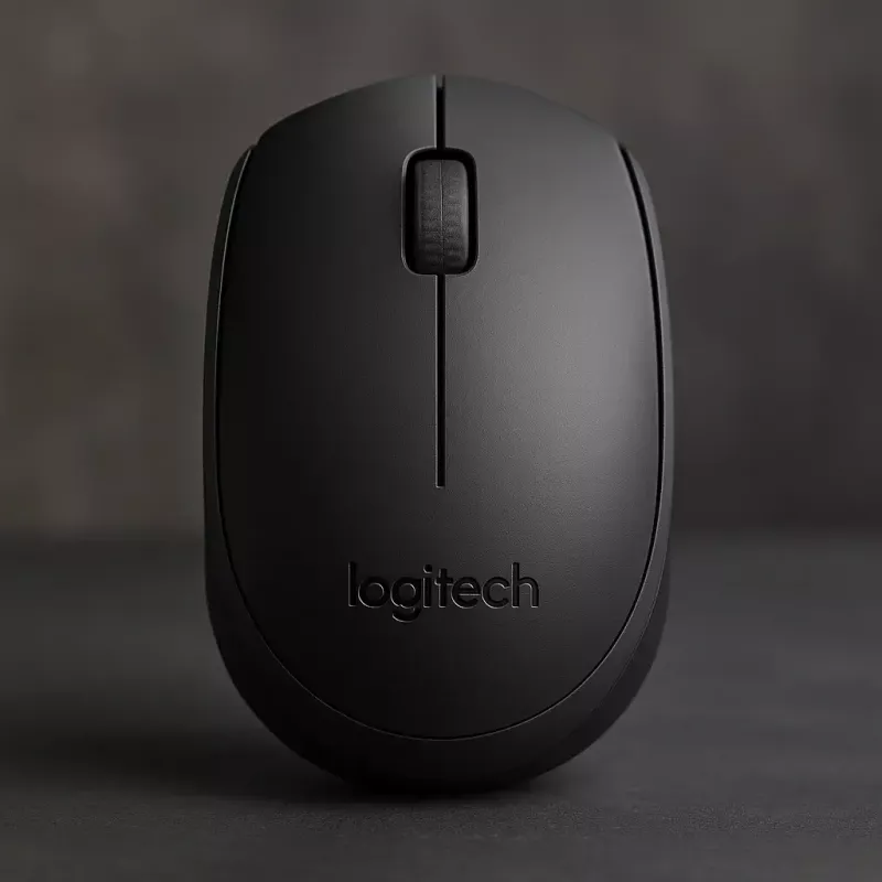 Belaidė optinė pelė Logitech B170 RF, tinkanti abiem rankoms, 3 mygtukai, juoda, 10 m atstumas, iki 12 mėnesių baterijos veikimo laikas