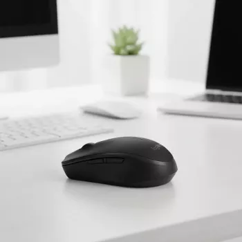 Belaidė optinė pelė Logitech B170 RF, tinkanti abiem rankoms, 3 mygtukai, juoda, 10 m atstumas, iki 12 mėnesių baterijos veikimo laikas