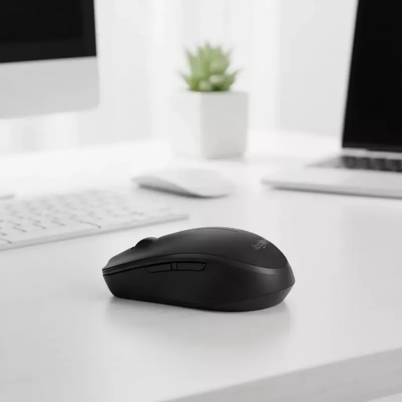 Belaidė optinė pelė Logitech B170 RF, tinkanti abiem rankoms, 3 mygtukai, juoda, 10 m atstumas, iki 12 mėnesių baterijos veikimo laikas