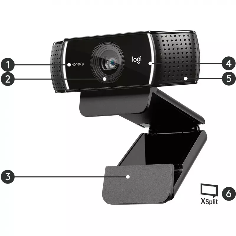 Logitech C922 1920 x 1080 pikselių USB juoda internetinė kamera