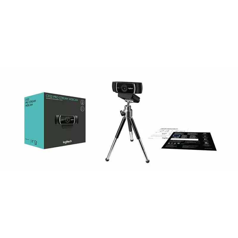 Logitech C922 1920 x 1080 pikselių USB juoda internetinė kamera